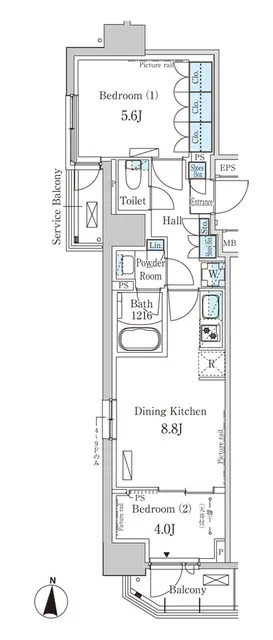 Park Axis Kinshicho West - Floor Plan - ["Rectangle", "Schematic", "Font"]