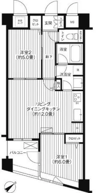 Cosmo Reit Shinjuku Yochomachi - Floor Plan - ["Apartment", "Tile Flooring"]