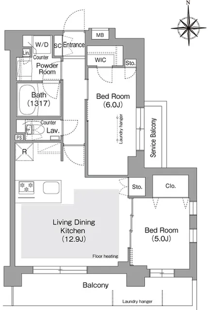 Comforia Liv Bunkyo Gokokuji - Floor Plan - ["White", "Diagram", "Plan"]