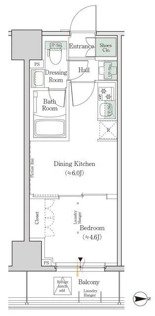 One Roof Residence Shin-Okachimachi - Floor Plan - ["Rectangle", "Font", "Parallel"]