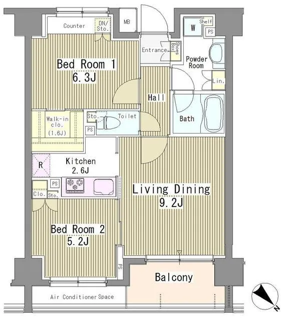 Riverte Tsukishima - Floor Plan - ["Rectangle", "Font", "Schematic"]