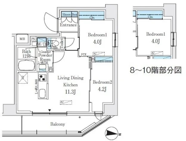 Prime Bliss Shinagawa Nakanobu - Floor Plan - ["White", "Plan", "Diagram"]