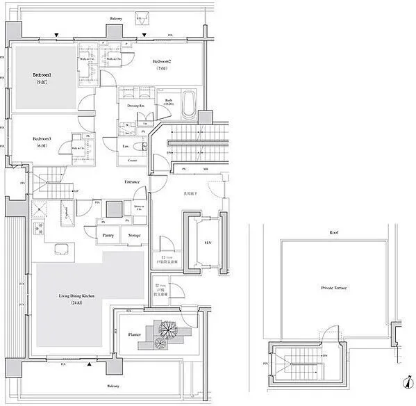 The Park Habio Yoyogi - Floor Plan - ["White", "Plan", "Map"]