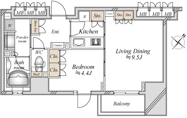La Douceur Sugamo - Floor Plan - ["Rectangle", "Font", "Schematic"]