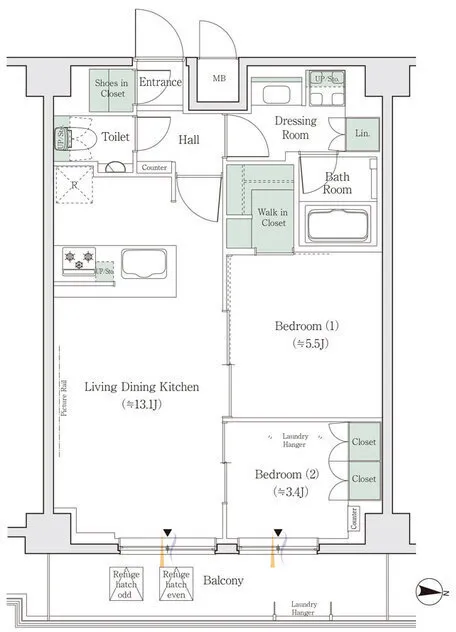 One Roof Residence Kameido - Floor Plan - ["White", "Diagram", "Plan"]