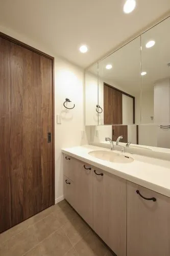 Residia Shinkawa II - Interior - ["Brown", "Mirror", "Bathroom cabinet"]