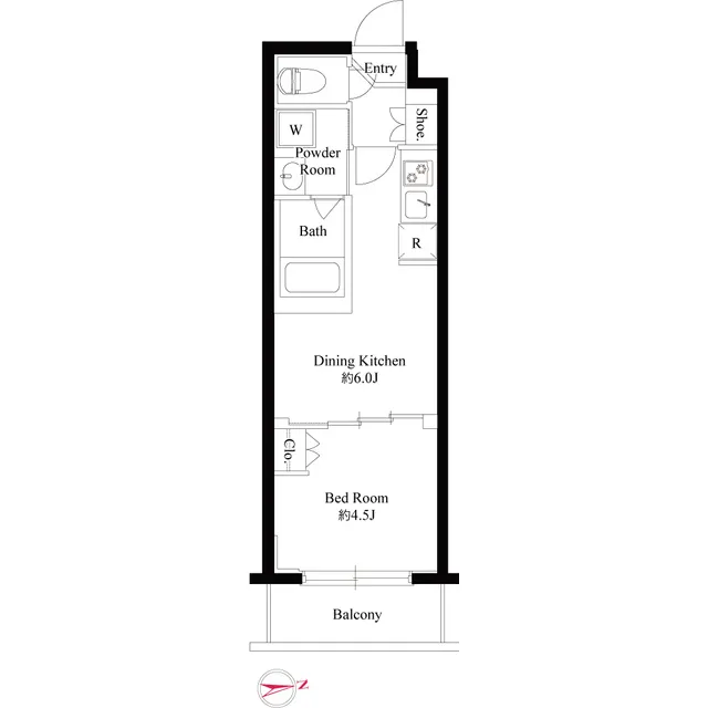 Harmony Residence Shinjuku Yotsuya - Floor Plan - ["Rectangle", "Parallel", "Font"]
