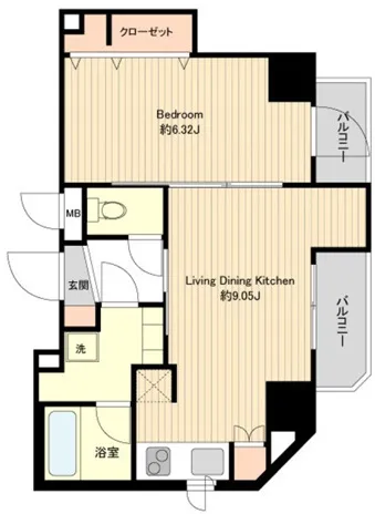 Prime Urban Itabashi Kuyakusho-mae - Floor Plan - ["Rectangle", "Font", "Parallel"]
