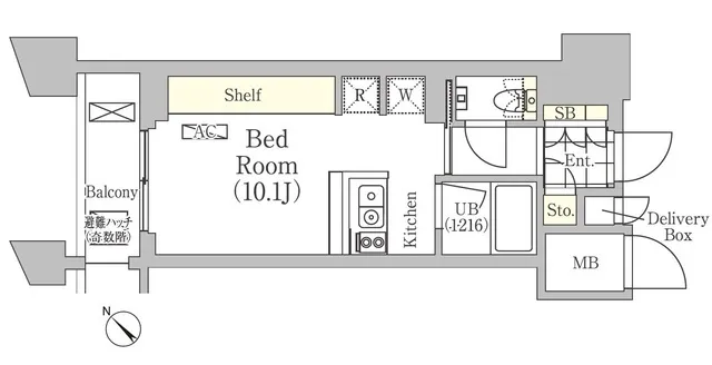 Maison Calm Nihonbashi Bakurocho - Floor Plan - ["Rectangle", "Font", "Parallel"]