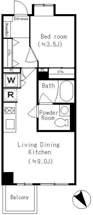 Residia Roppongi Hinokichokoen - Floor Plan - ["Rectangle", "Slope", "Font"]