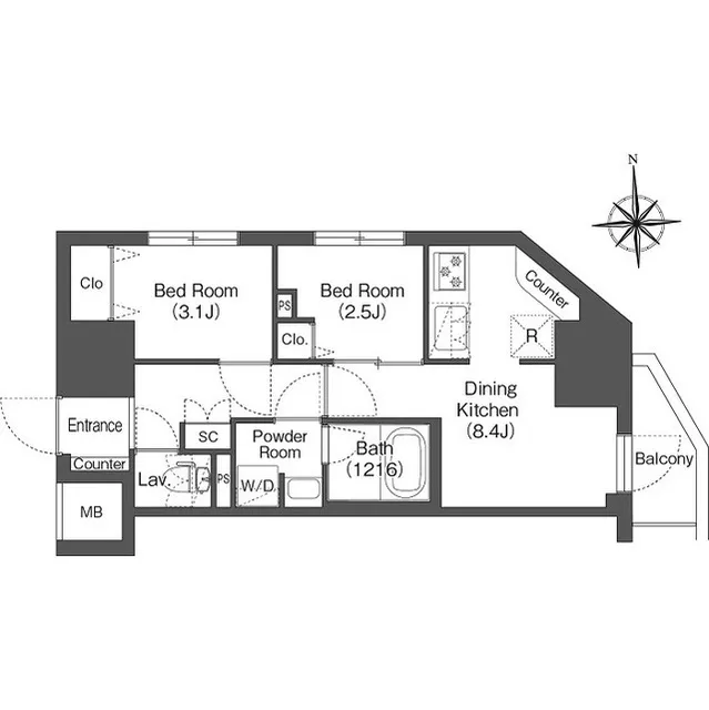 Comforia Live Kiba - Floor Plan - ["Rectangle", "Parallel", "Font"]