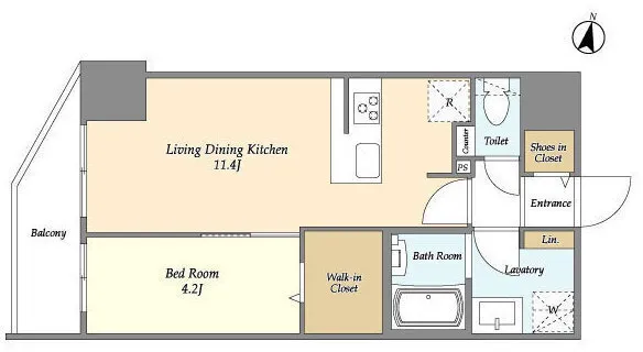 HF Kitasenju Residence - Floor Plan - ["White", "Diagram", "Plumbing fixture"]