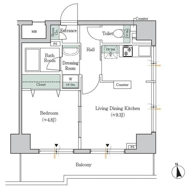 ONE ROOF FLAT TOGOSHI - Floor Plan - ["Rectangle", "Slope", "Schematic"]