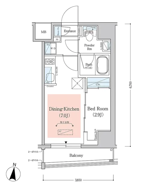 Urbanex Nishi Shinjuku II - Floor Plan - ["Rectangle", "Font", "Schematic"]