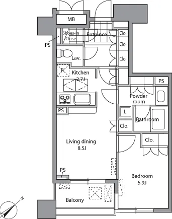 Residia Bunkyo Sengoku 2 - Floor Plan - ["Rectangle", "Schematic", "Font"]