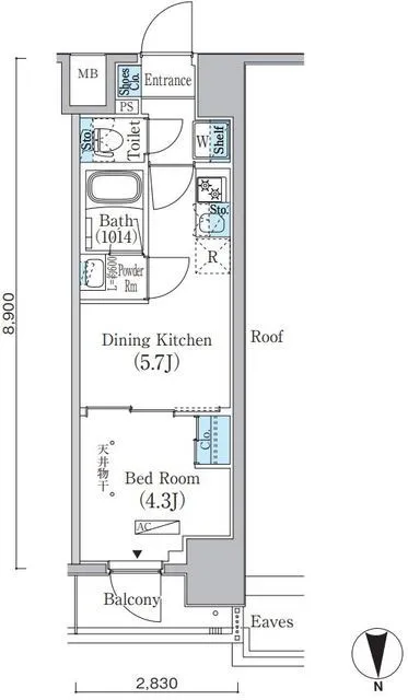 Prime Bliss Ueno Motoasakusa - Floor Plan - ["Rectangle", "Font", "Parallel"]