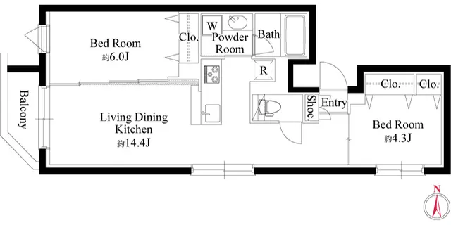 Grand Paseo Yoyogi Uehara II - Floor Plan - ["White", "Diagram", "Floor plan"]