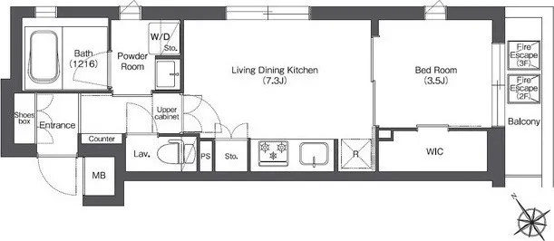 Comforia Fudomae - Floor Plan - ["Rectangle", "Schematic", "Parallel"]