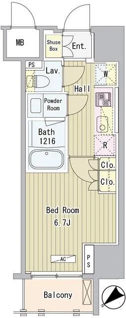 Cerio Ochiai Higashi-Nakano - Floor Plan - ["Tile Flooring", "Wood flooring"]