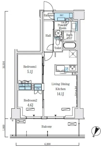 Royal Parks Akabane North - Floor Plan - ["White", "Diagram", "Plan"]
