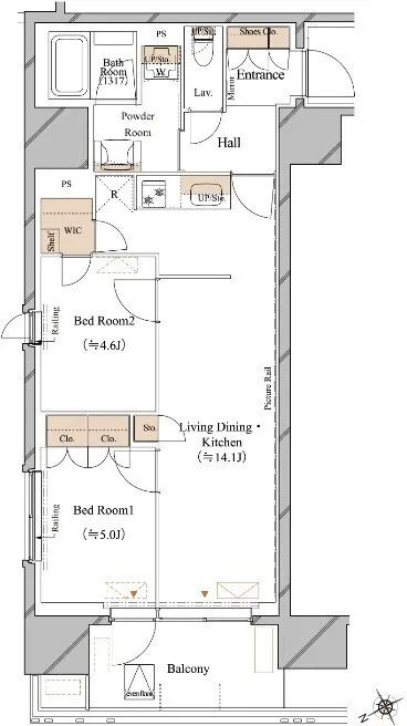 Blanciesta Asakusa Kuramae - Floor Plan - ["White", "Technical drawing", "Diagram"]