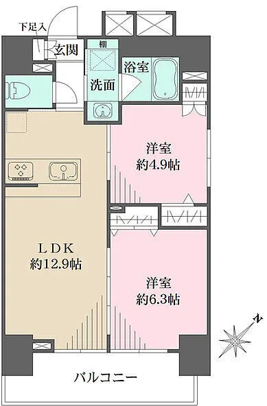 CrestHill Bunkyo Sengoku - Floor Plan - ["Tile Flooring", "Home Door"]