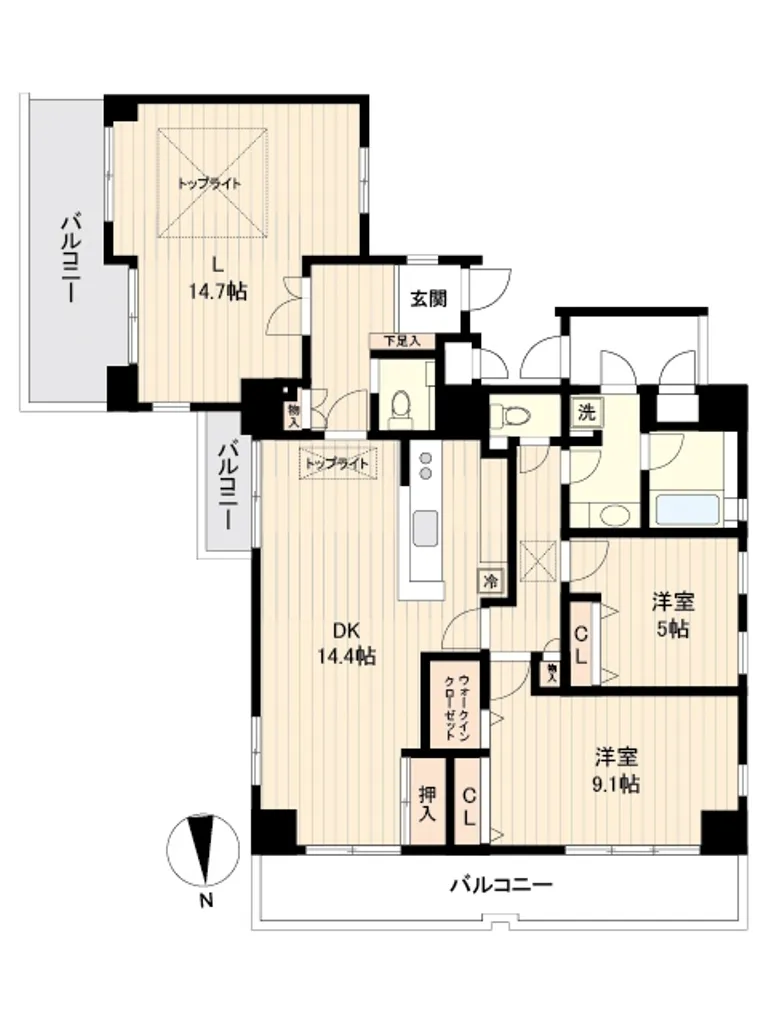 Shiba Park Apartment - Floor Plan - ["Font", "Rectangle", "Parallel"]