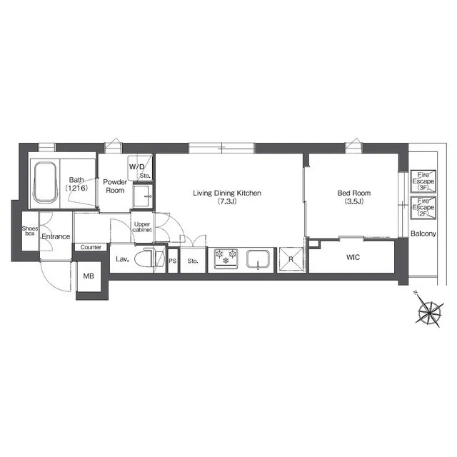 Comforia Fudomae - Floor Plan - ["Floor plan", "Diagram", "Drawing"]