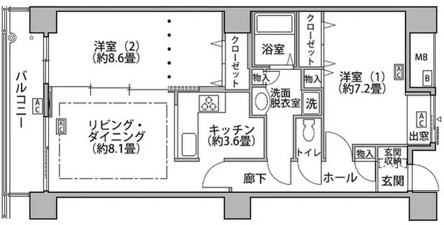 Shinonome Canal Court CODAN Building 18 - Floor Plan - ["White", "Diagram", "Technical drawing"]