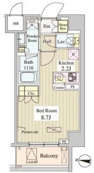 WASEDA APARTMENT - Floor Plan - ["Tile Flooring", "Home Door"]