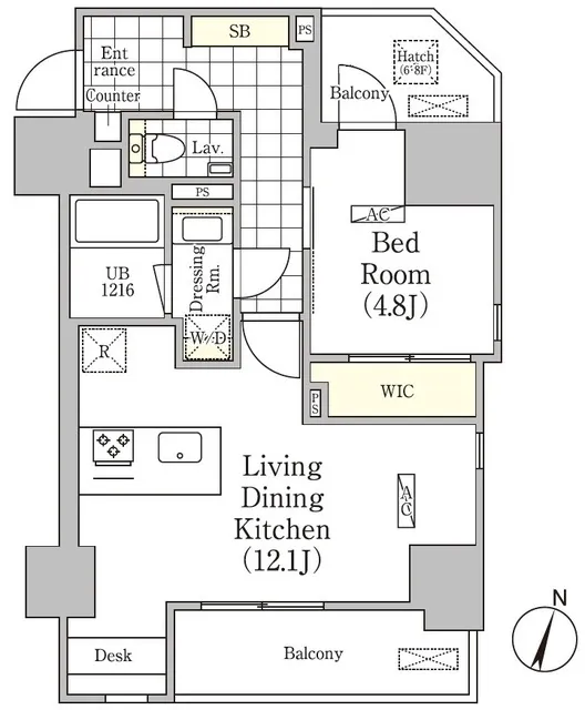 Ampersand Kita-Shinjuku - Floor Plan - ["White", "Rectangle", "Schematic"]
