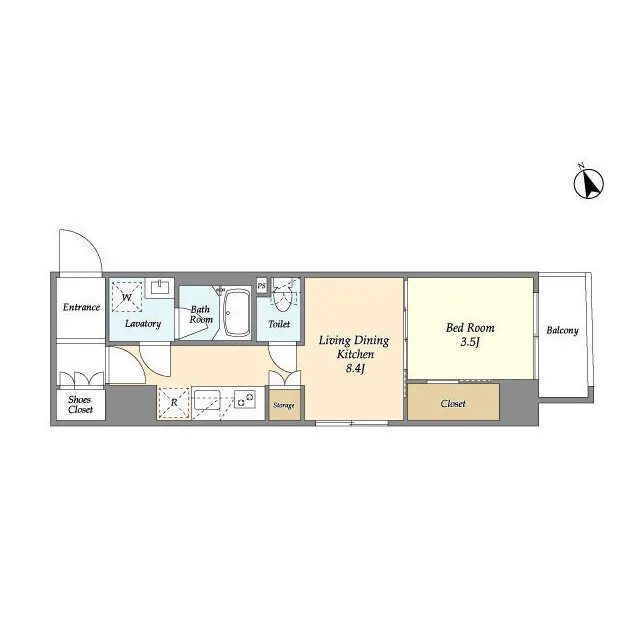 Azur Terrace Monzennakacho - Floor Plan - ["Rectangle", "Parallel", "Font"]