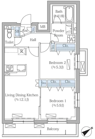 Rovine Meguro Higashiyama - Floor Plan - ["White", "Plan", "Diagram"]