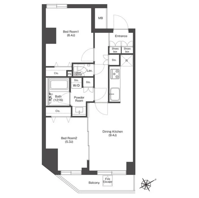 Comforia Monzennakacho South - Floor Plan - ["Rectangle", "Parallel", "Schematic"]