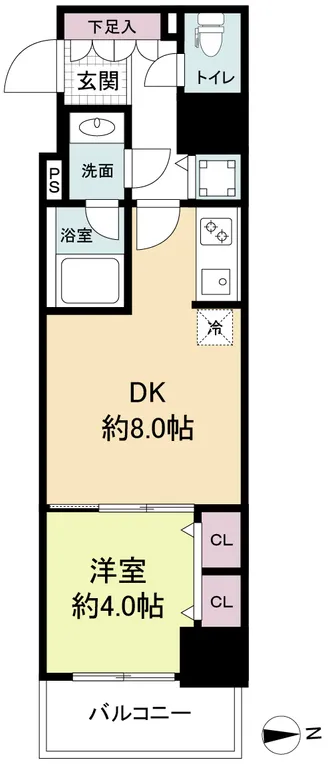 RISING Maison Honmachibashi - Floor Plan - ["Apartment", "Tile Flooring"]