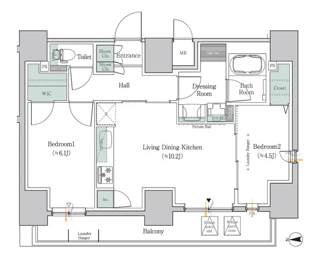 One Roof Residence Itabashi Oyama - Floor Plan - ["Rectangle", "Line", "Schematic"]