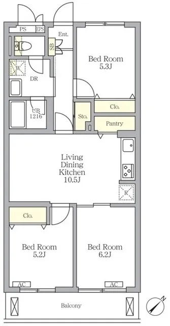 Maison Calm Nakaochiai South - Floor Plan - ["White", "Diagram", "Floor plan"]