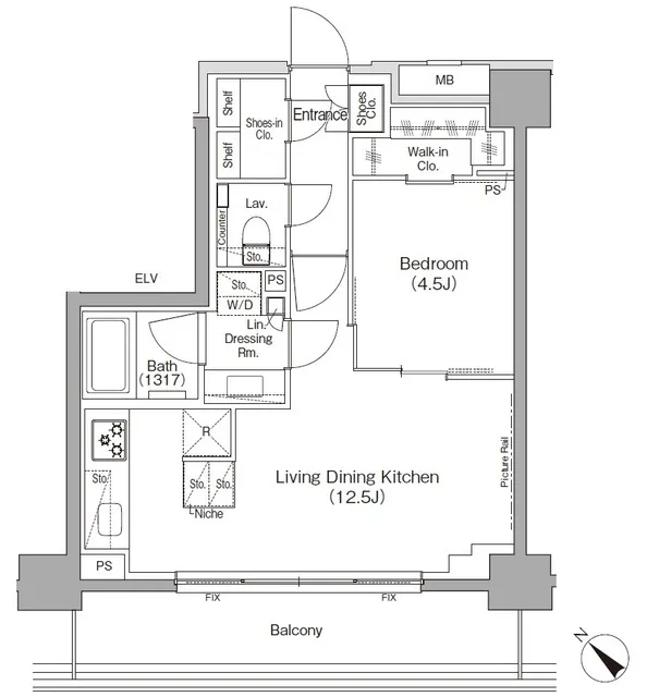 The Park Habio Tsukishima Front - Floor Plan - ["Rectangle", "Schematic", "Font"]