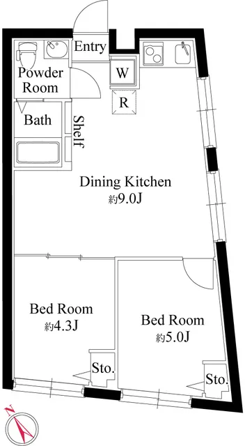 Across Avenue Minami-Nagasaki - Floor Plan - ["White", "Diagram", "Floor plan"]