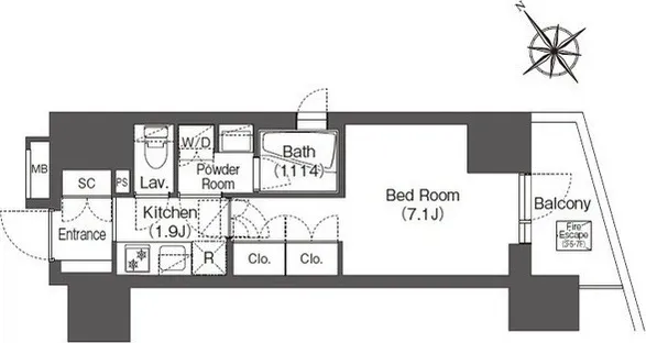 Comforia Higashioi I - Floor Plan - ["Rectangle", "Font", "Parallel"]