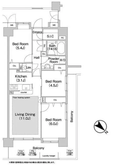 Comforia Itabashi Nakajuku - Floor Plan - ["White", "Diagram", "Technical drawing"]