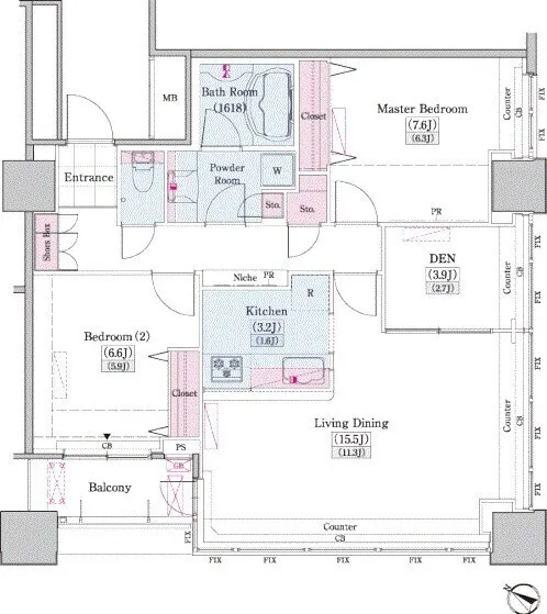 Residia Tower Kamiikebukuro (Tower Building) - Floor Plan - ["White", "Plan", "Diagram"]