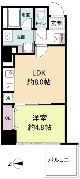 RISING Maison Honmachibashi - Floor Plan - ["Apartment", "Tile Flooring"]
