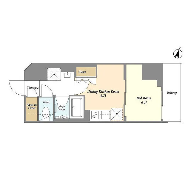 AIFLAT Wakamatsu Kawada - Floor Plan - ["Rectangle", "Font", "Parallel"]