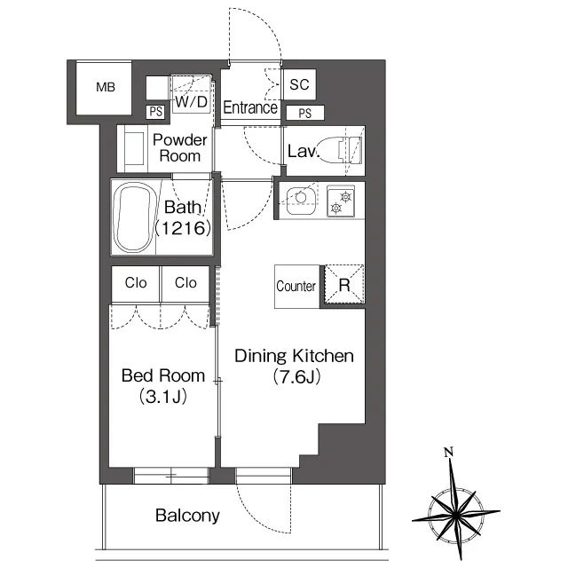 Milia Residence Kuramae - Floor Plan - ["Rectangle", "Font", "Parallel"]