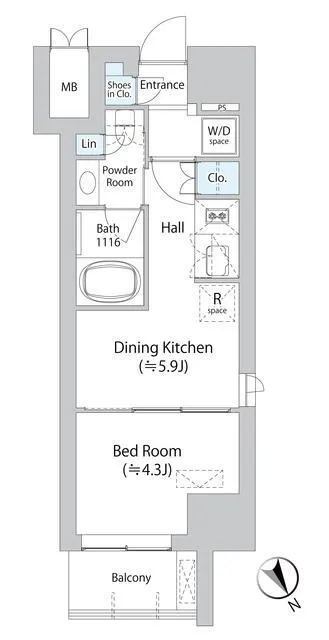 Milia Residence Asakusabashi II - Floor Plan - ["Rectangle", "Font", "Parallel"]