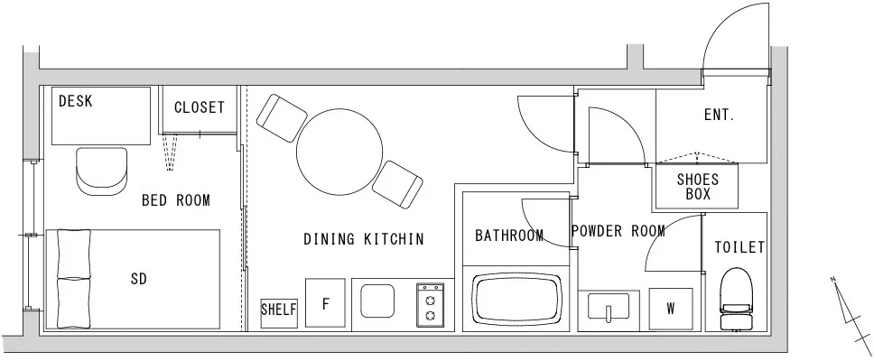 Hmlet Higashi Nakano II - Floor Plan - ["White", "Diagram", "Technical drawing"]