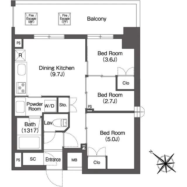 ORSUS Akabane East - Floor Plan - ["Rectangle", "Font", "Schematic"]