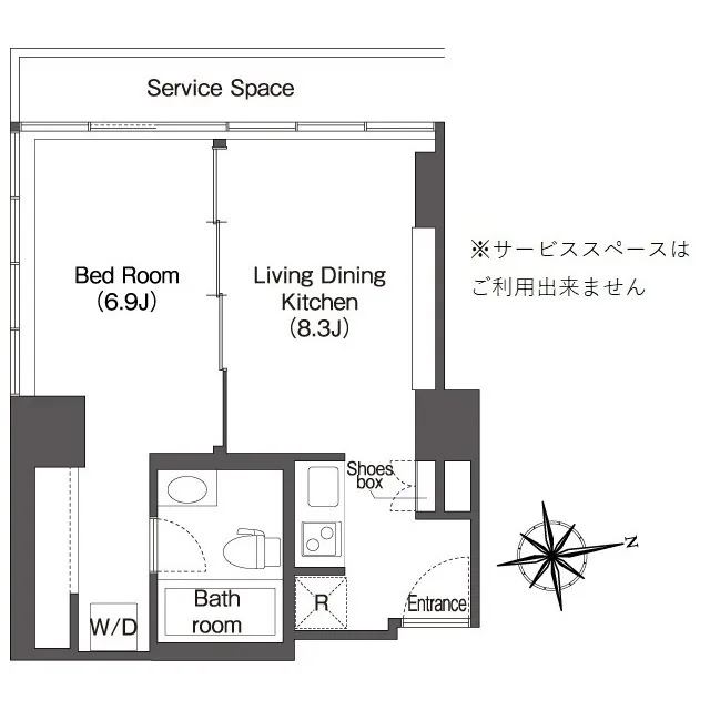 Frontier Residence The Tower Shinagawa - Floor Plan - ["Rectangle", "Font", "Parallel"]