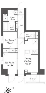 Blanchesta Shinagawa Oimachi Park Edge - Floor Plan - ["White", "Plan", "Diagram"]
